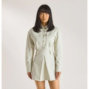 NEW Lounge Underwear Denim Utility Mini Dress Safari Chic Cream Size 4